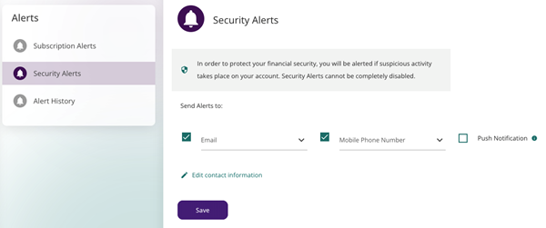 Community-First-Digital-Online-Mobile-Banking-Security-Alert-Page-Menu.png Community First Credit Union digital online mobile banking security alert page menu screen shot.