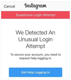 Instagram Suspicious Login Screen Shot