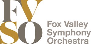 Fox Valley Symphony Orchestra logo with FVSO in caps in gold and brown.