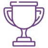 Lighter purple outline of a trophy cup on dark purple background.