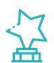 Philanthropic award image of star in teal.