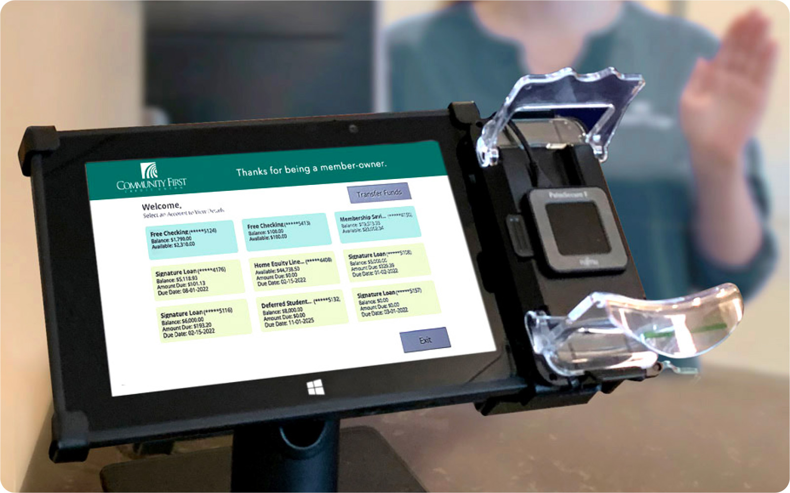 Verifast palm scanner identification technology.