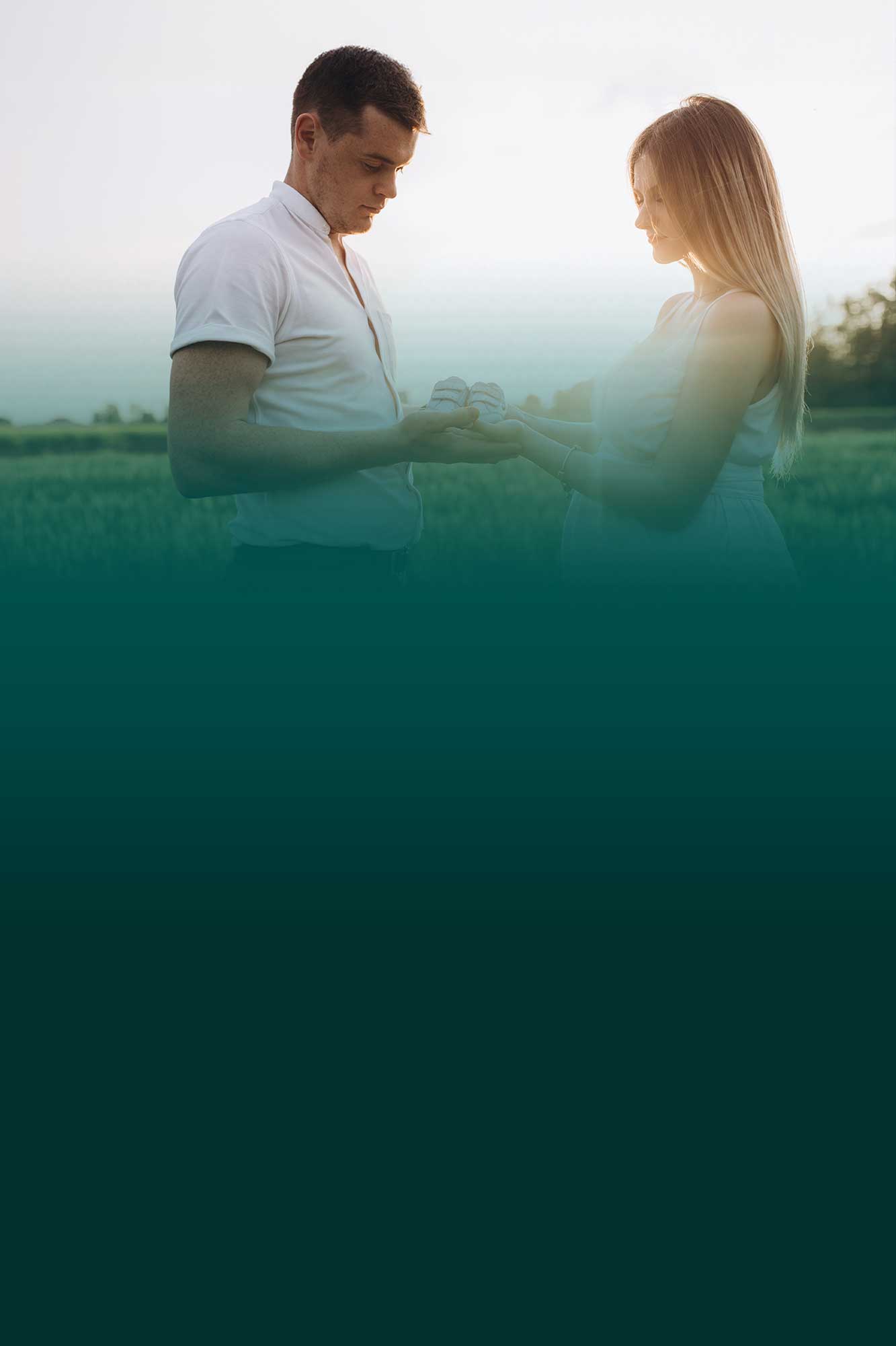 Couple pregnant holding shoes in hand for Borrowing