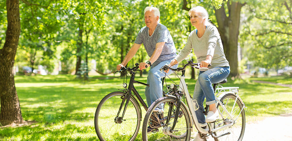 couple biking together