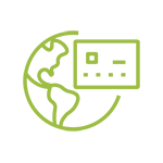 Green world with card icon.