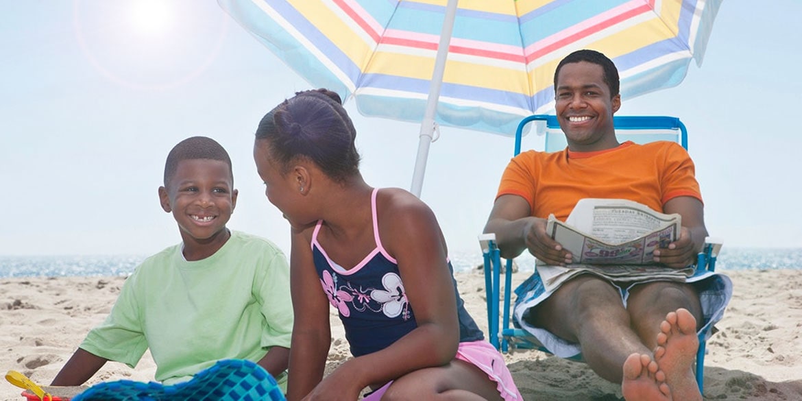 family at the beach.