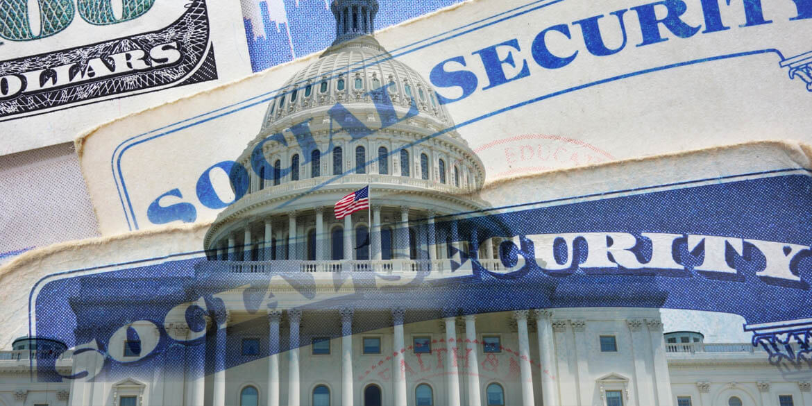 White Capitol building with Social Security card superimposed.