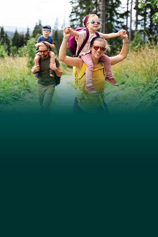 Family hiking outdoors