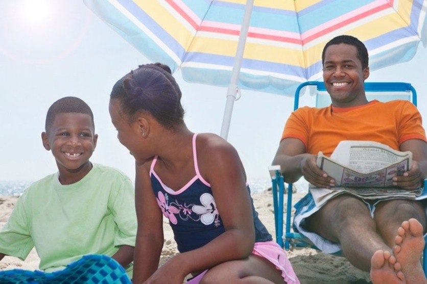family at the beach. 