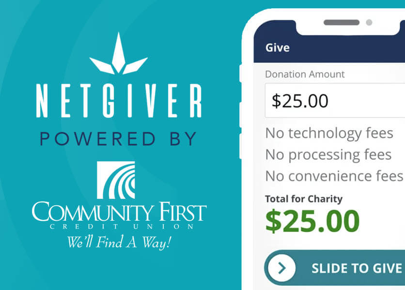 NetGiver fee-free giving with no technology, processing or convenience fees.