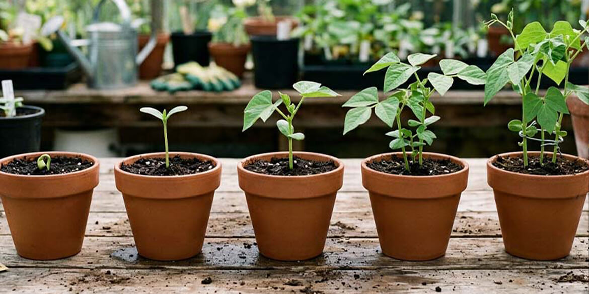 Seeds growing into a plant