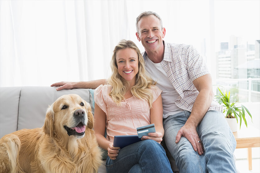 Couple with dog.