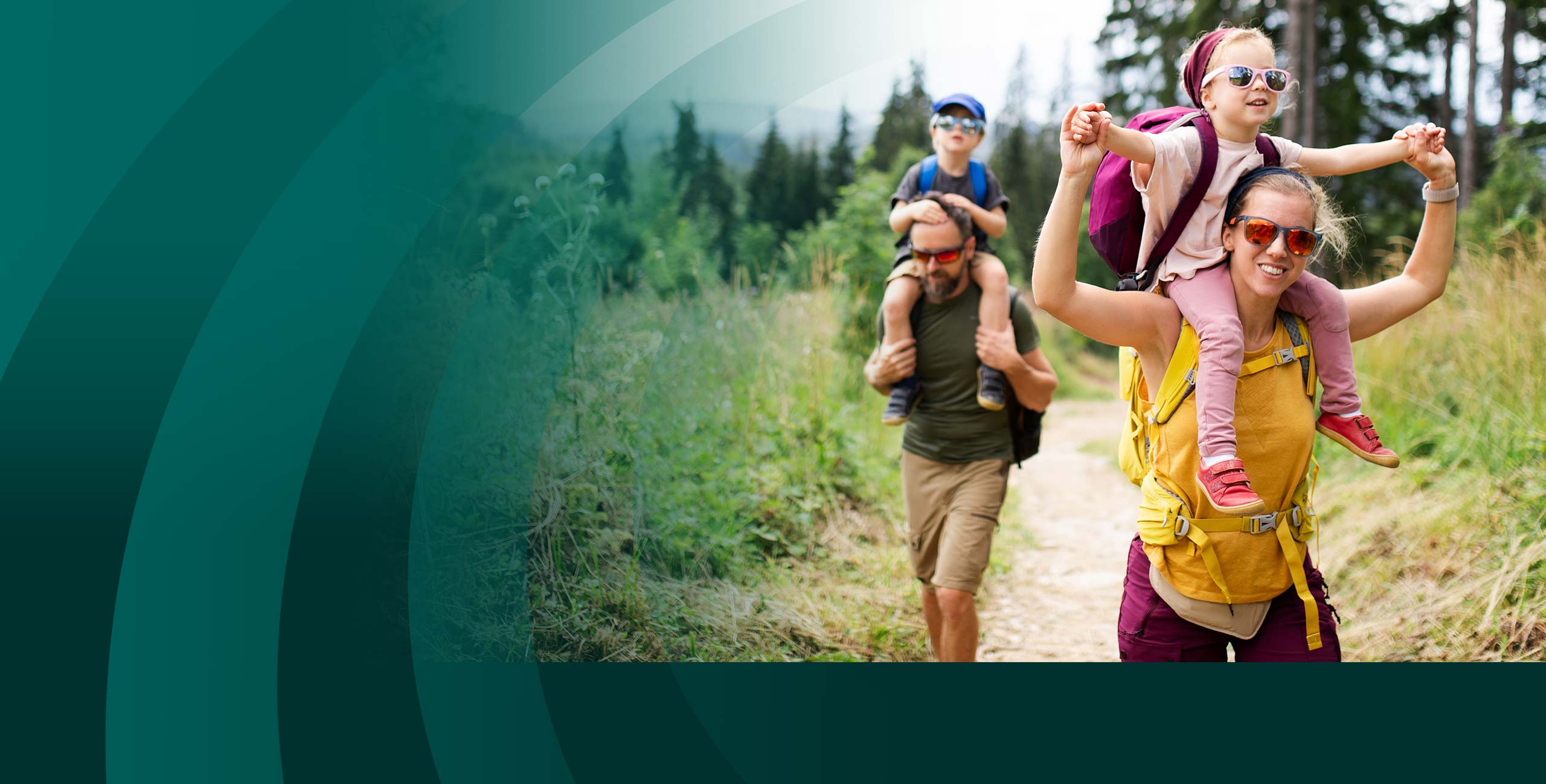 Family hiking outdoors