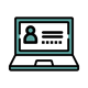 Laptop icon in teal and white.