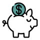 money going into piggy bank.